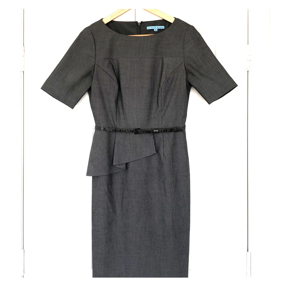 Antonio Melani Belted Waist Midi Sheath Dress
